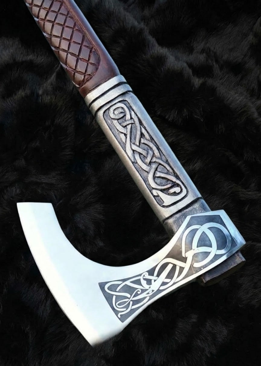 Assasin's Creed Valhalla Axe with Leather Sheath | Viking Battle Axe