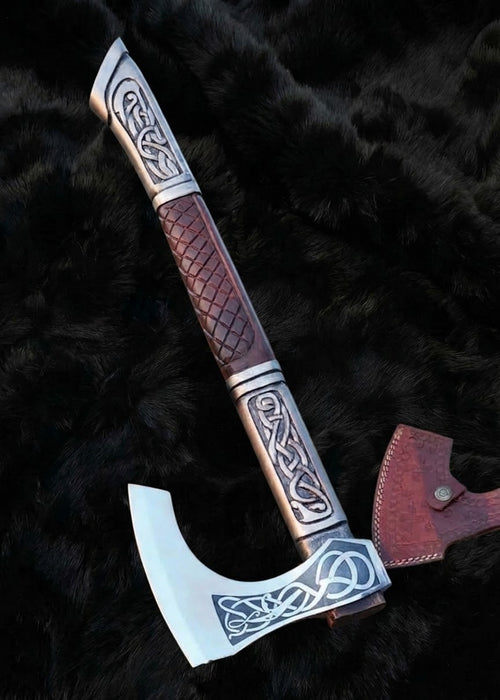 Assasin's Creed Valhalla Axe with Leather Sheath | Viking Battle Axe