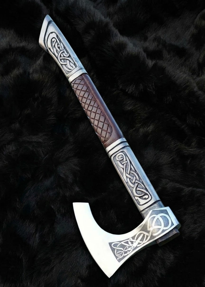 Assasin's Creed Valhalla Axe with Leather Sheath | Viking Battle Axe