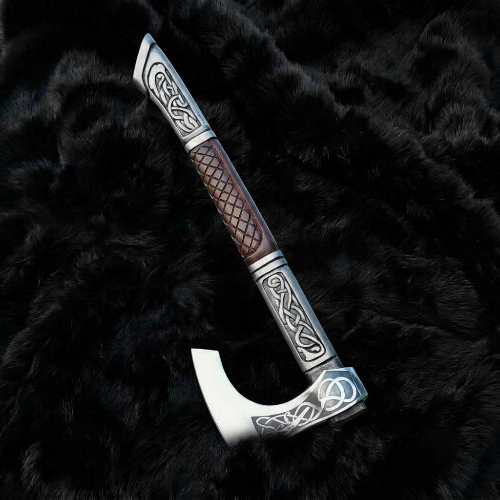 Assasin's Creed Valhalla Axe with Leather Sheath | Viking Battle Axe